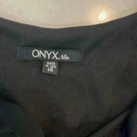 Onyx Noir Womens Formal Dress Black 14 Vintage  Maxi Fitted Avant Garde Glam EUC - Picture 8 of 14